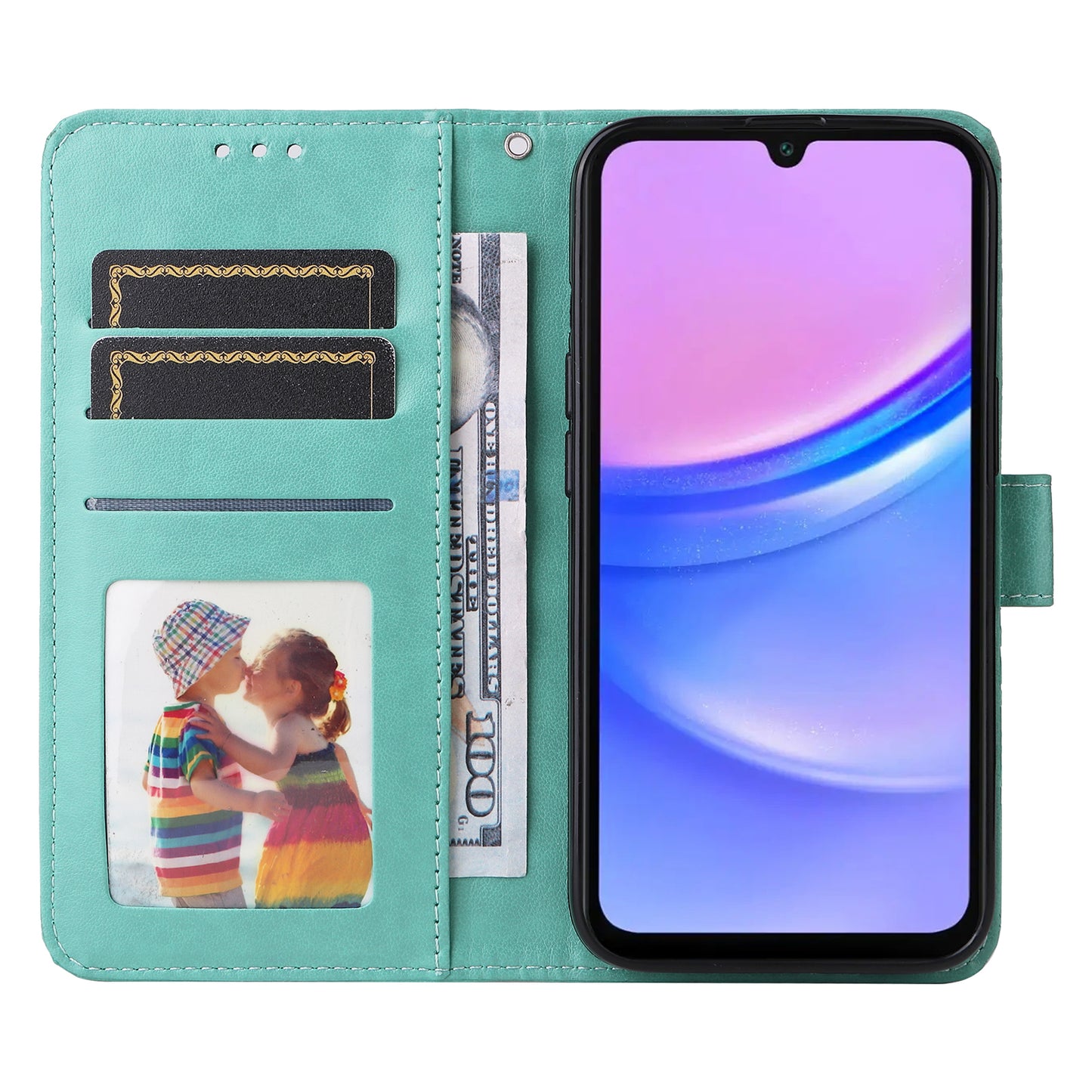 For Samsung Galaxy A16 5G / A16 4G Case Sunflower Imprint Leather Wallet Phone Cover - Green