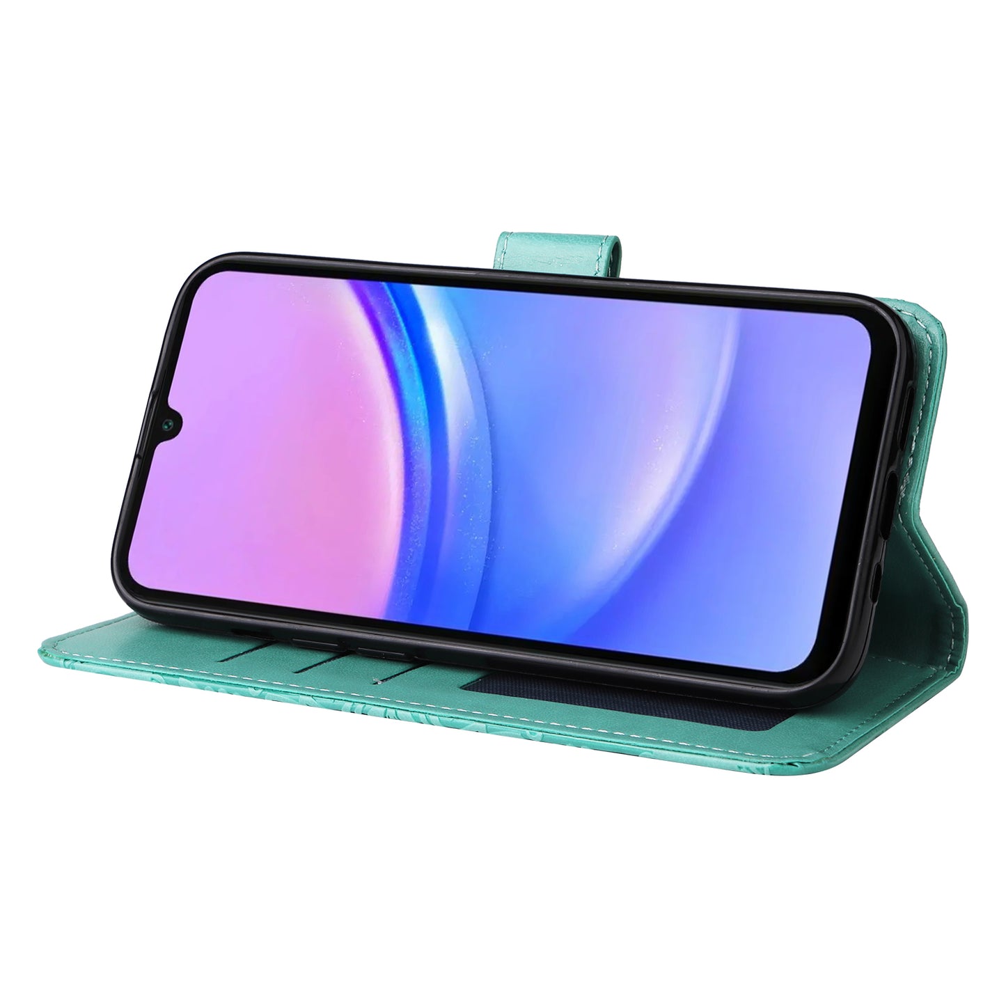 For Samsung Galaxy A16 5G / A16 4G Case Sunflower Imprint Leather Wallet Phone Cover - Green