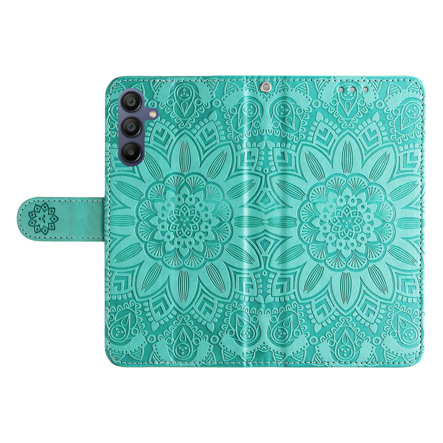 For Samsung Galaxy A16 5G / A16 4G Case Sunflower Imprint Leather Wallet Phone Cover - Green