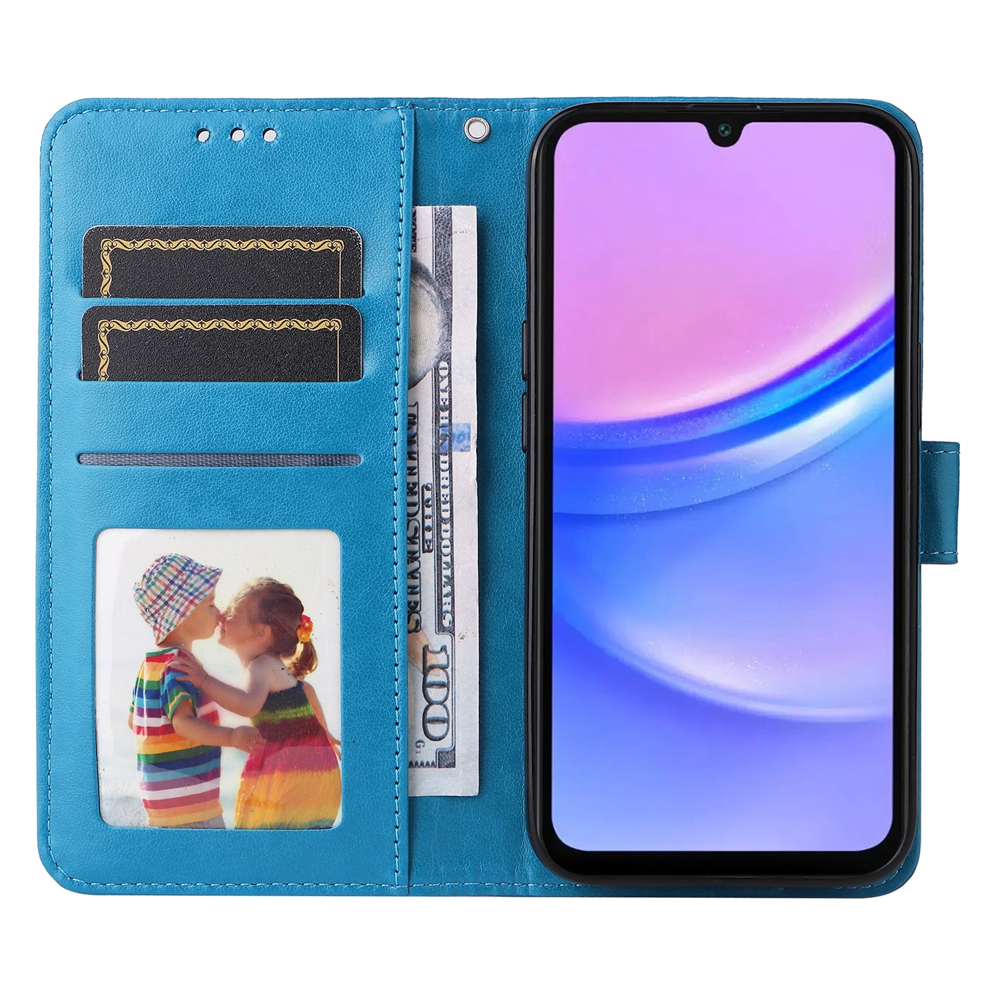 For Samsung Galaxy A16 5G / A16 4G Case Sunflower Imprint Leather Wallet Phone Cover - Blue