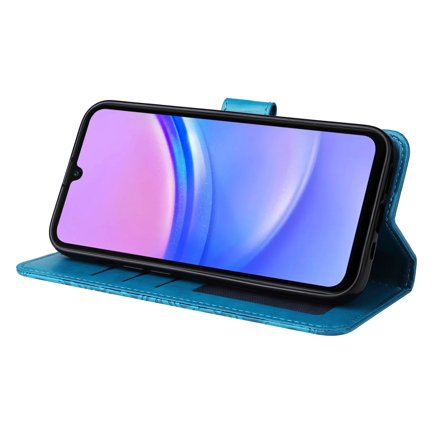 For Samsung Galaxy A16 5G / A16 4G Case Sunflower Imprint Leather Wallet Phone Cover - Blue