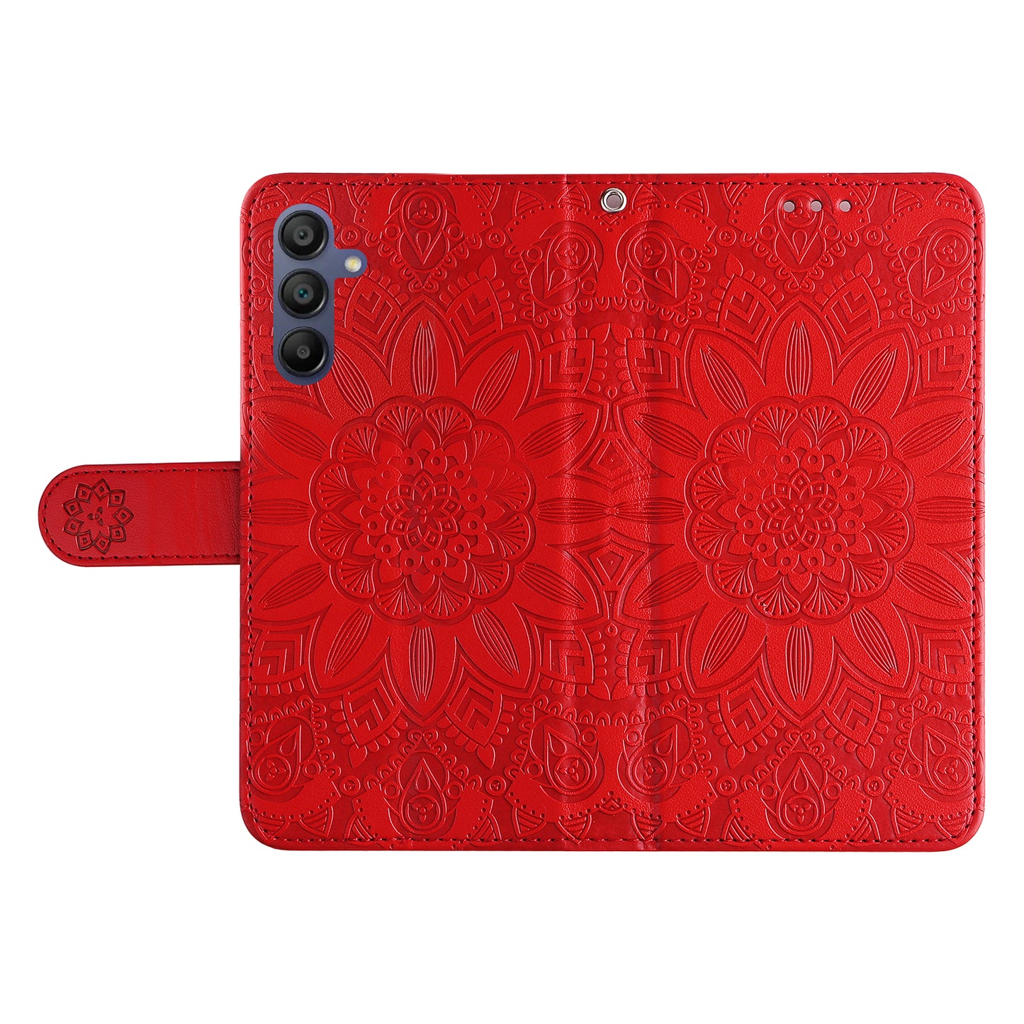For Samsung Galaxy A16 5G / A16 4G Case Sunflower Imprint Leather Wallet Phone Cover - Red