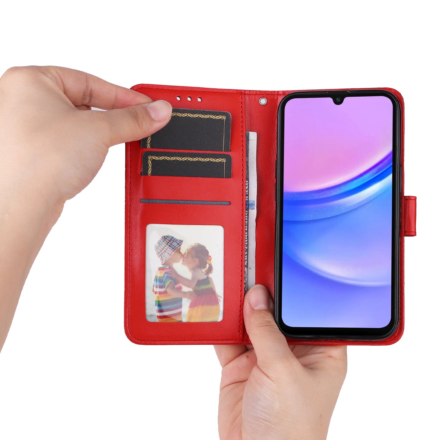 For Samsung Galaxy A16 5G / A16 4G Case Sunflower Imprint Leather Wallet Phone Cover - Red