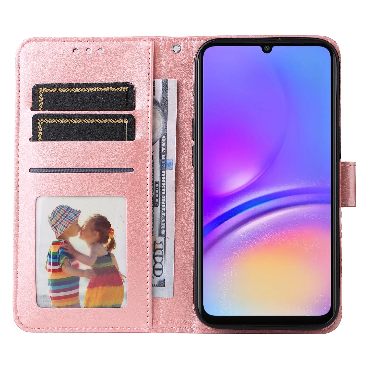 For Samsung Galaxy A06 Case Sunflower Imprint Leather Wallet Phone Cover - Pink