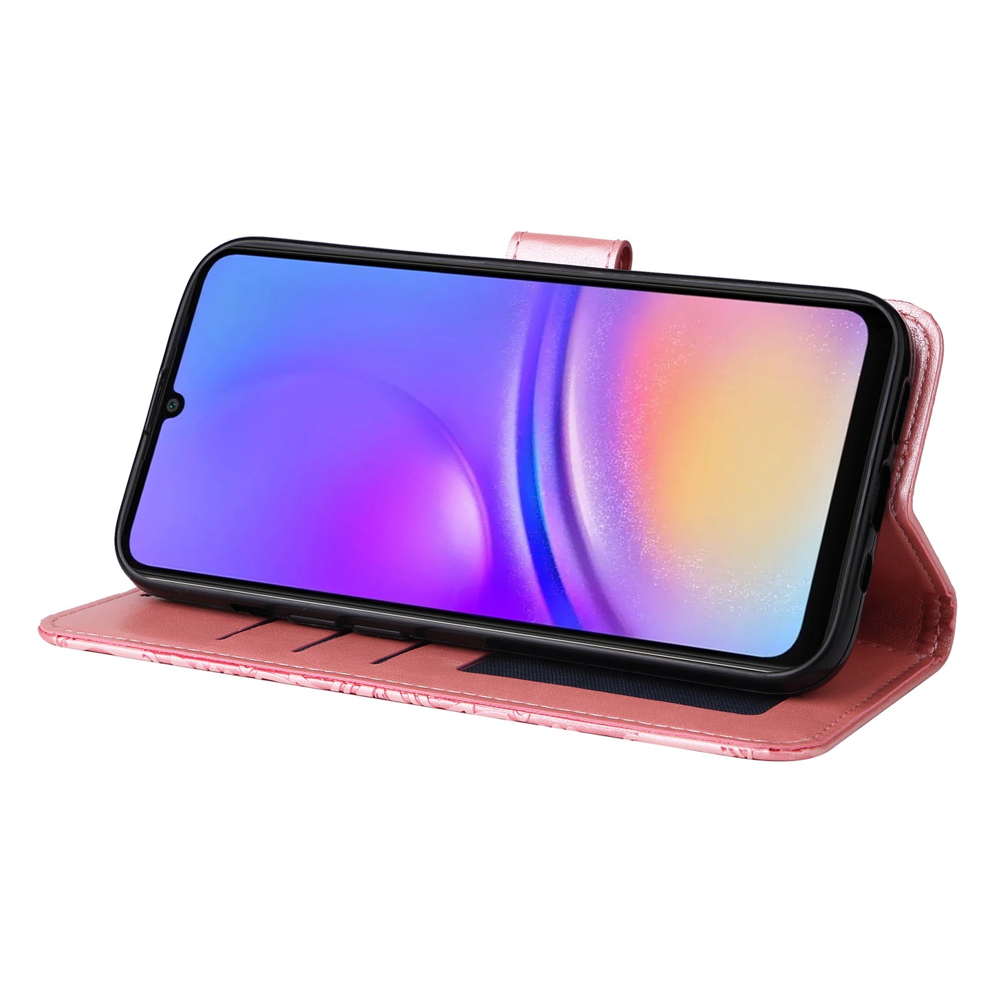 For Samsung Galaxy A06 Case Sunflower Imprint Leather Wallet Phone Cover - Pink