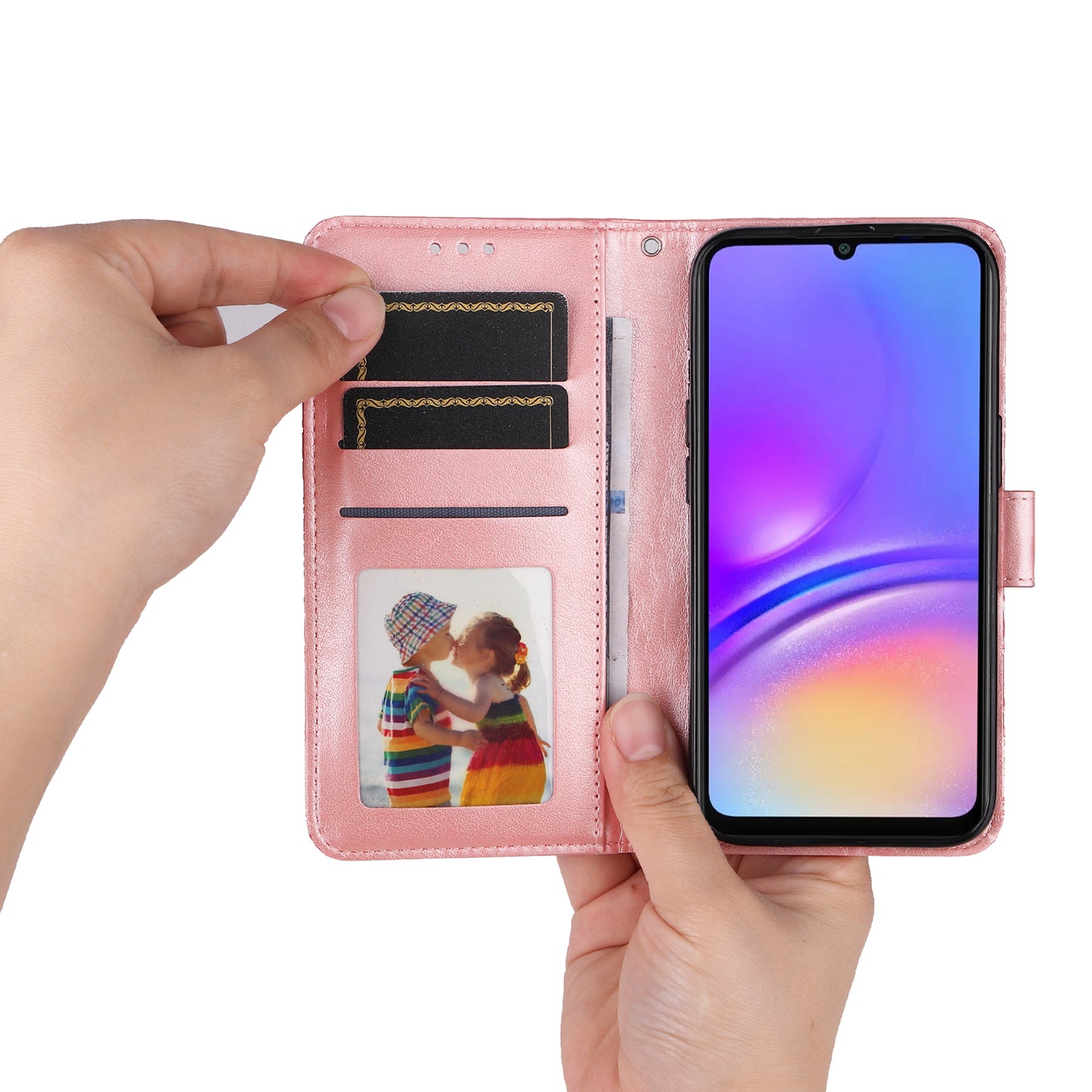 For Samsung Galaxy A06 Case Sunflower Imprint Leather Wallet Phone Cover - Pink