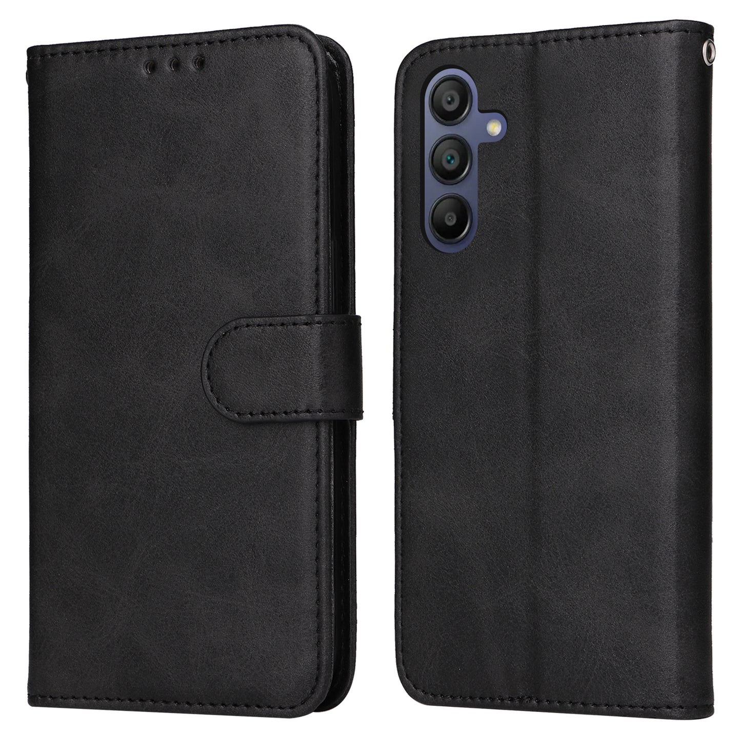 For Samsung Galaxy A16 5G / A16 4G Case PU Leather Phone Cover with Cash / Card Slots - Black