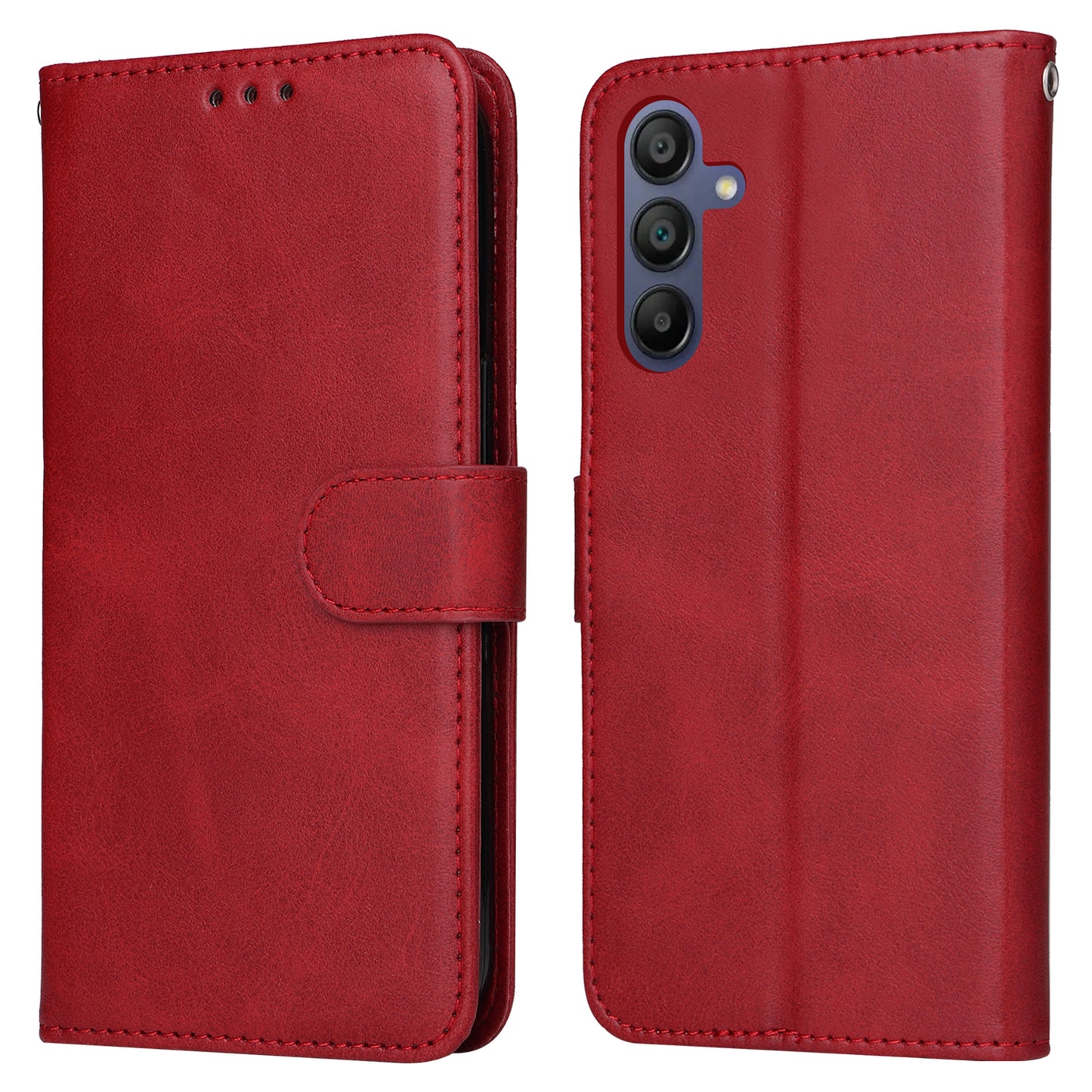 For Samsung Galaxy A16 5G / A16 4G Case PU Leather Phone Cover with Cash / Card Slots - Red