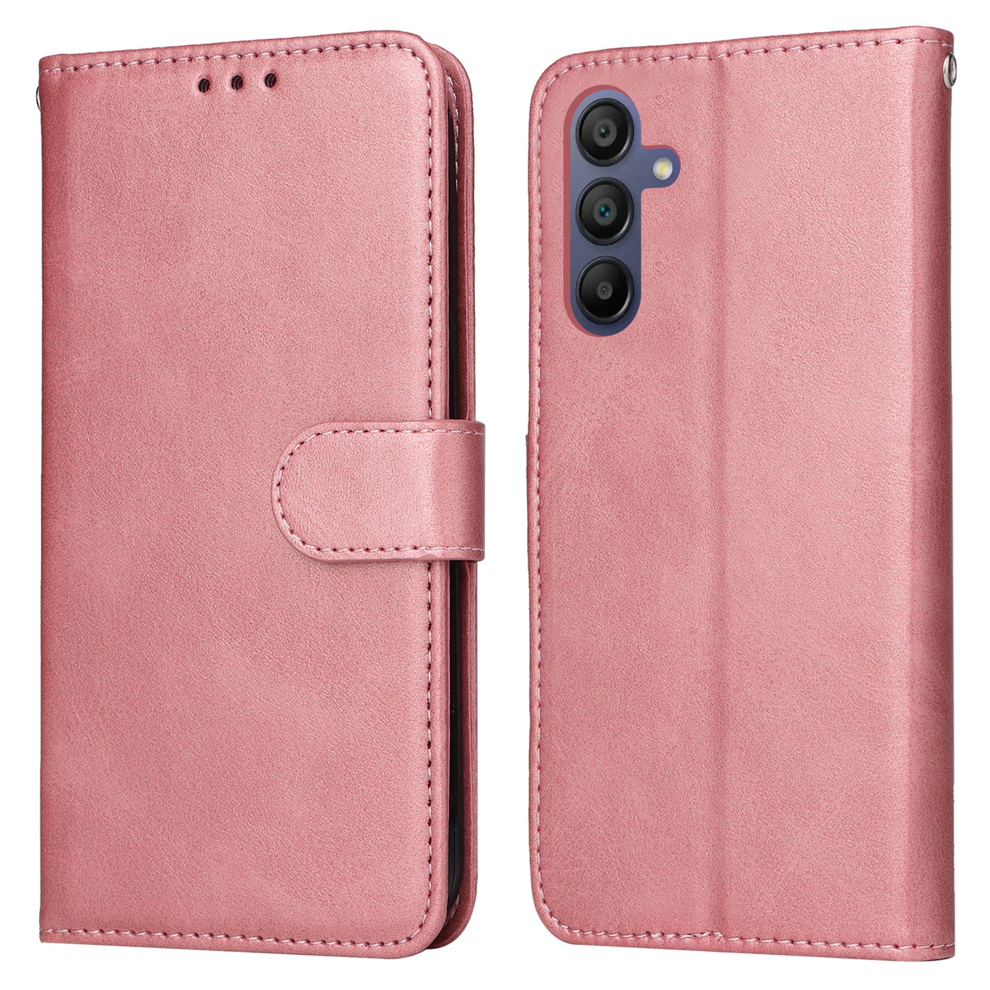 For Samsung Galaxy A16 5G / A16 4G Case PU Leather Phone Cover with Cash / Card Slots - Pink