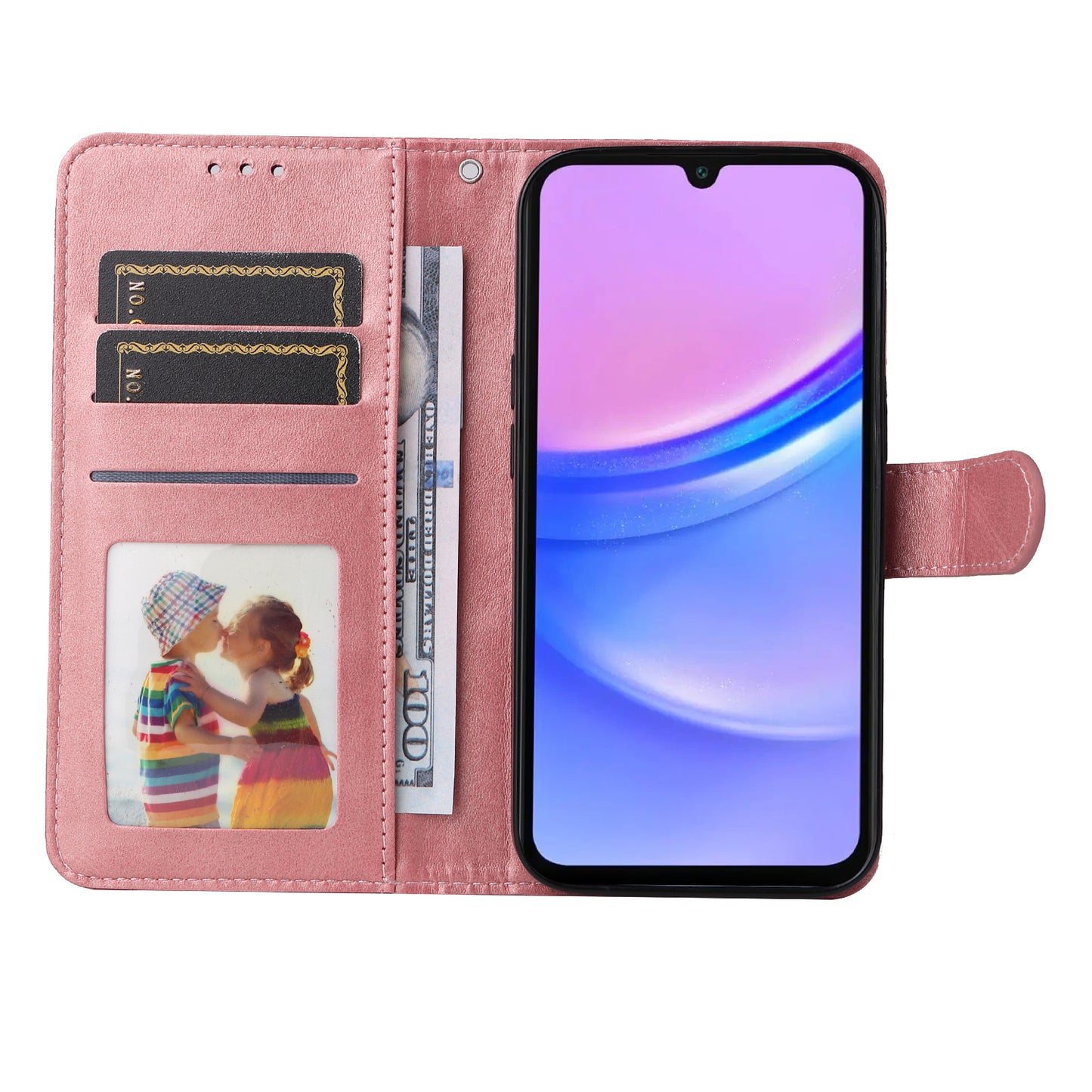 For Samsung Galaxy A16 5G / A16 4G Case PU Leather Phone Cover with Cash / Card Slots - Pink