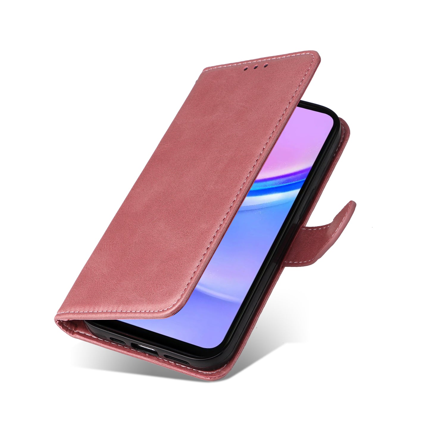 For Samsung Galaxy A16 5G / A16 4G Case PU Leather Phone Cover with Cash / Card Slots - Pink