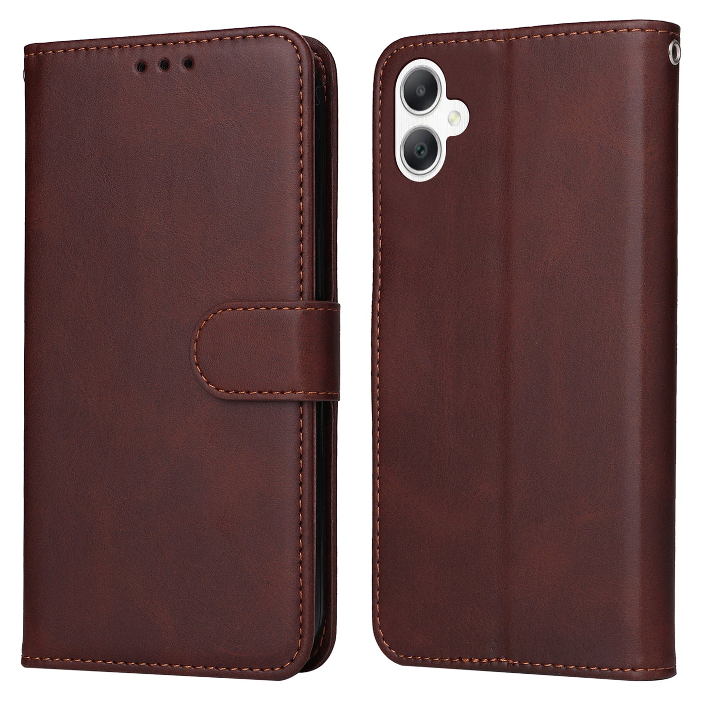 For Samsung Galaxy A06 Case PU Leather Phone Cover with Cash  /  Card Slots - Brown