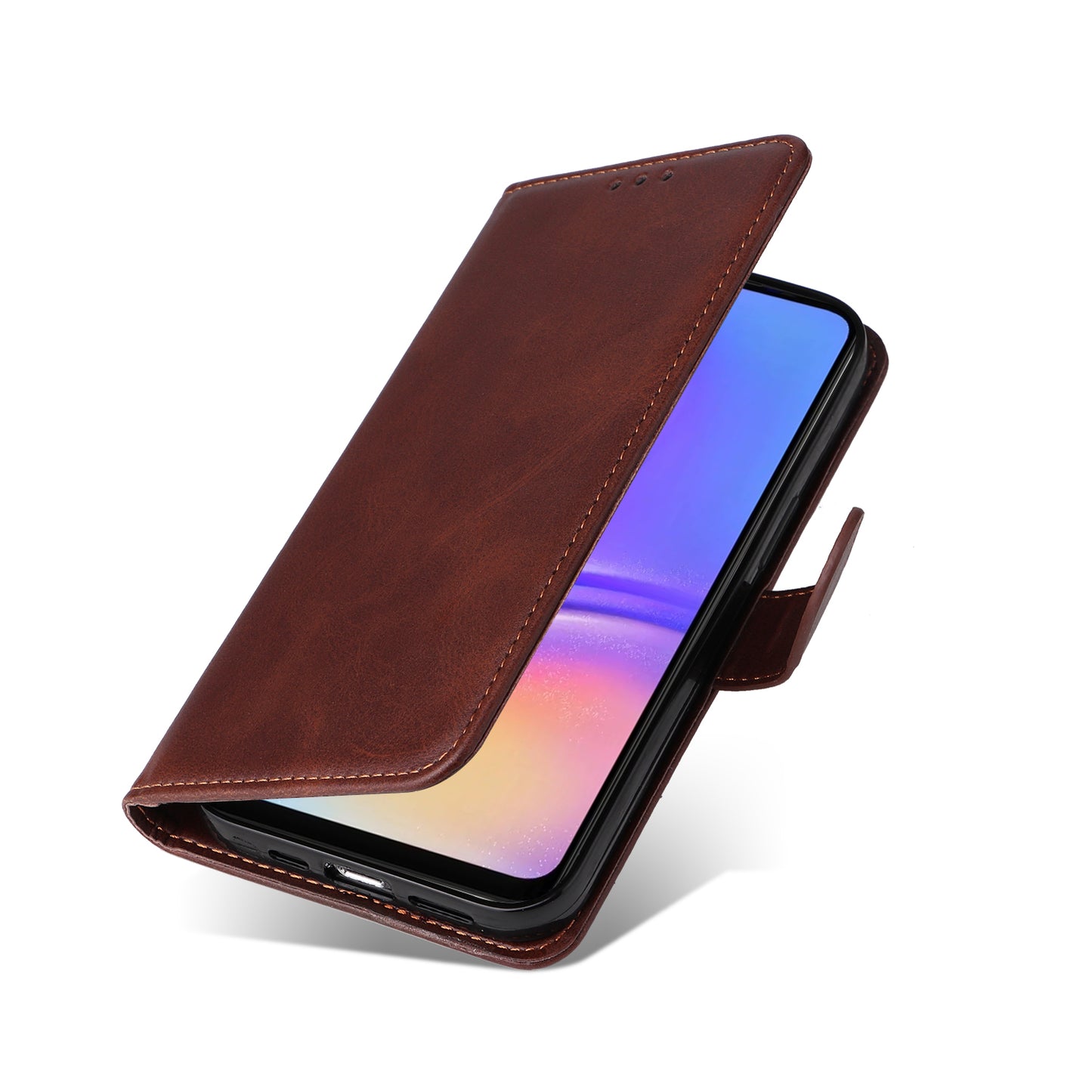 For Samsung Galaxy A06 Case PU Leather Phone Cover with Cash  /  Card Slots - Brown