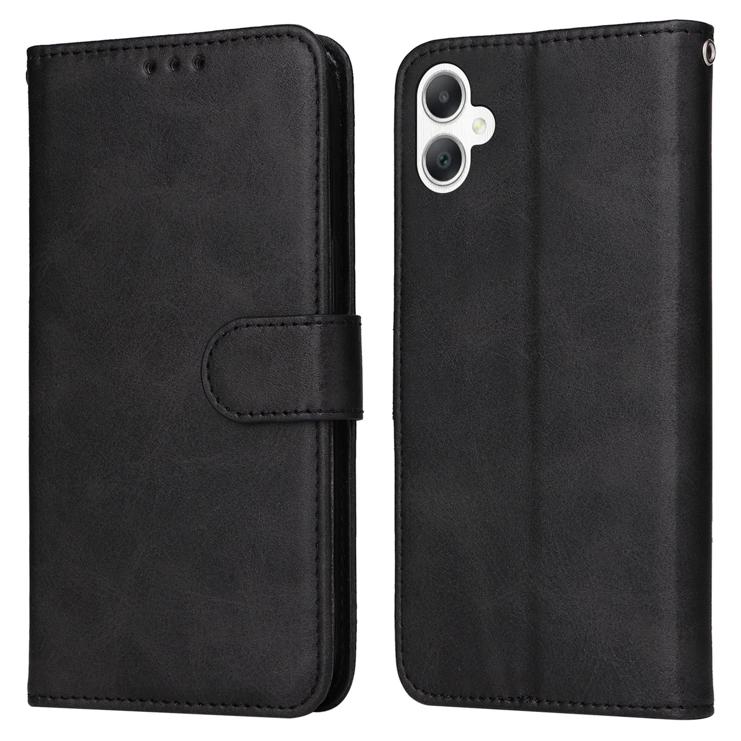 For Samsung Galaxy A06 Case PU Leather Phone Cover with Cash  /  Card Slots - Black
