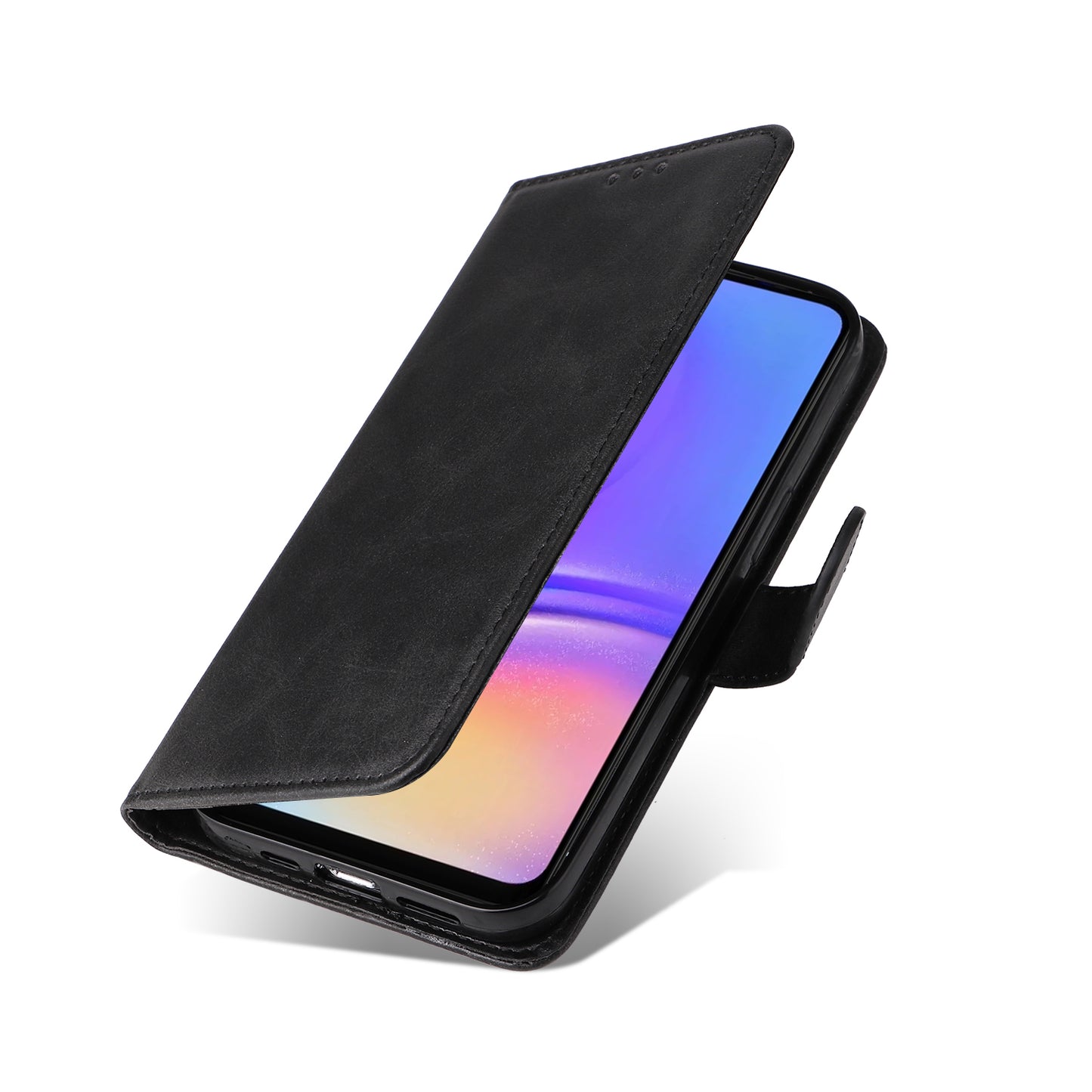For Samsung Galaxy A06 Case PU Leather Phone Cover with Cash  /  Card Slots - Black