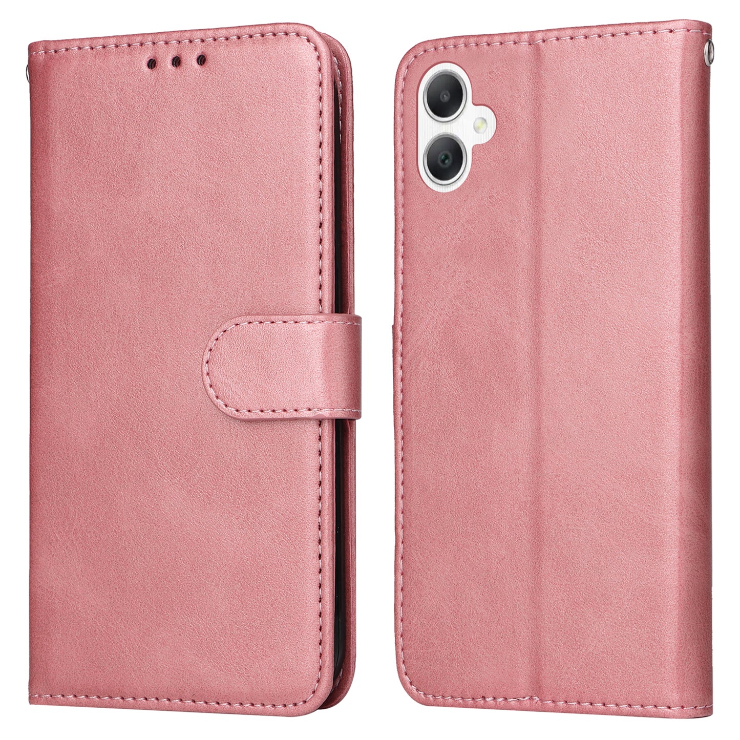 For Samsung Galaxy A06 Case PU Leather Phone Cover with Cash  /  Card Slots - Pink