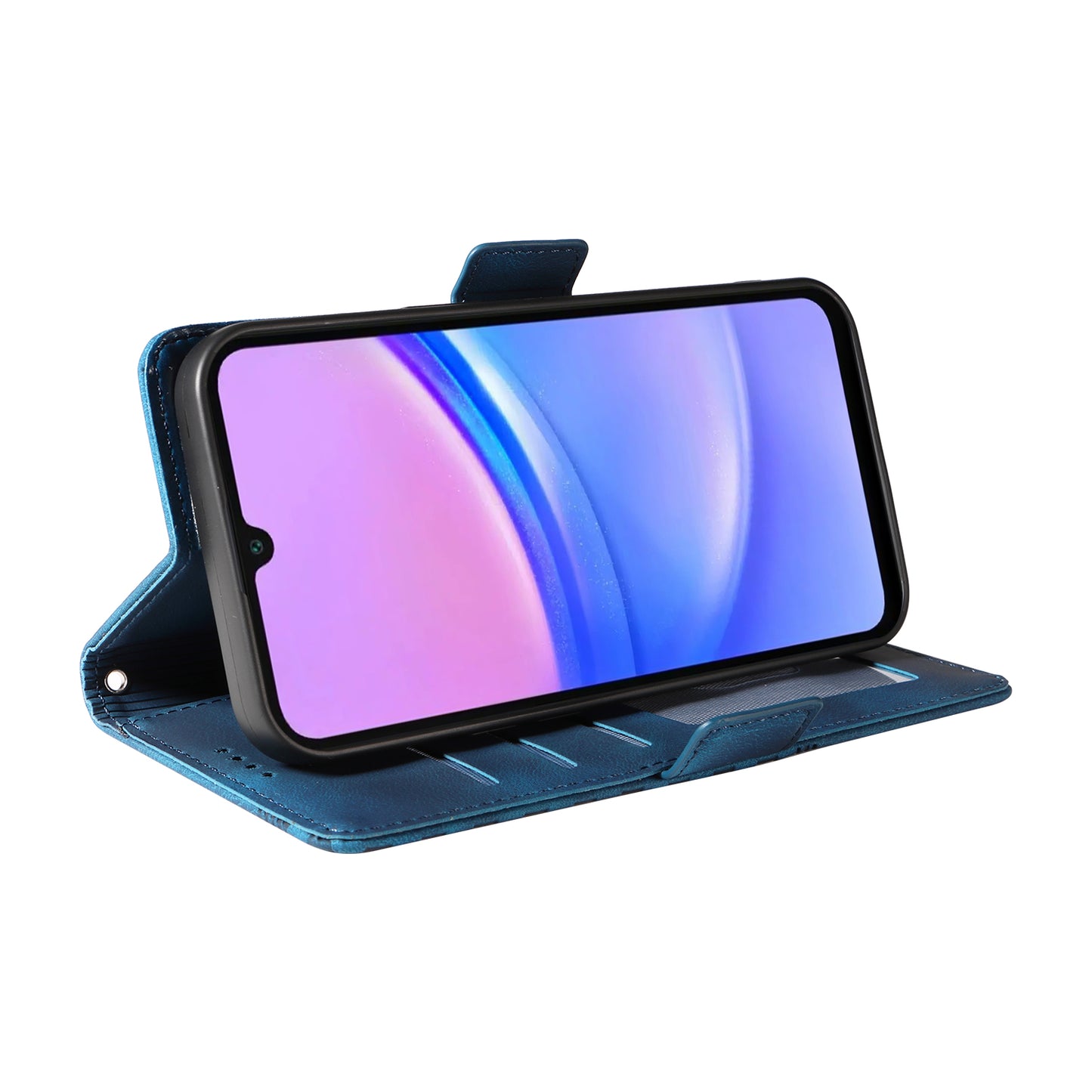 For Samsung Galaxy A16 5G / A16 4G Case PU Leather Phone Cover Rhombus Starry Imprinted - Blue