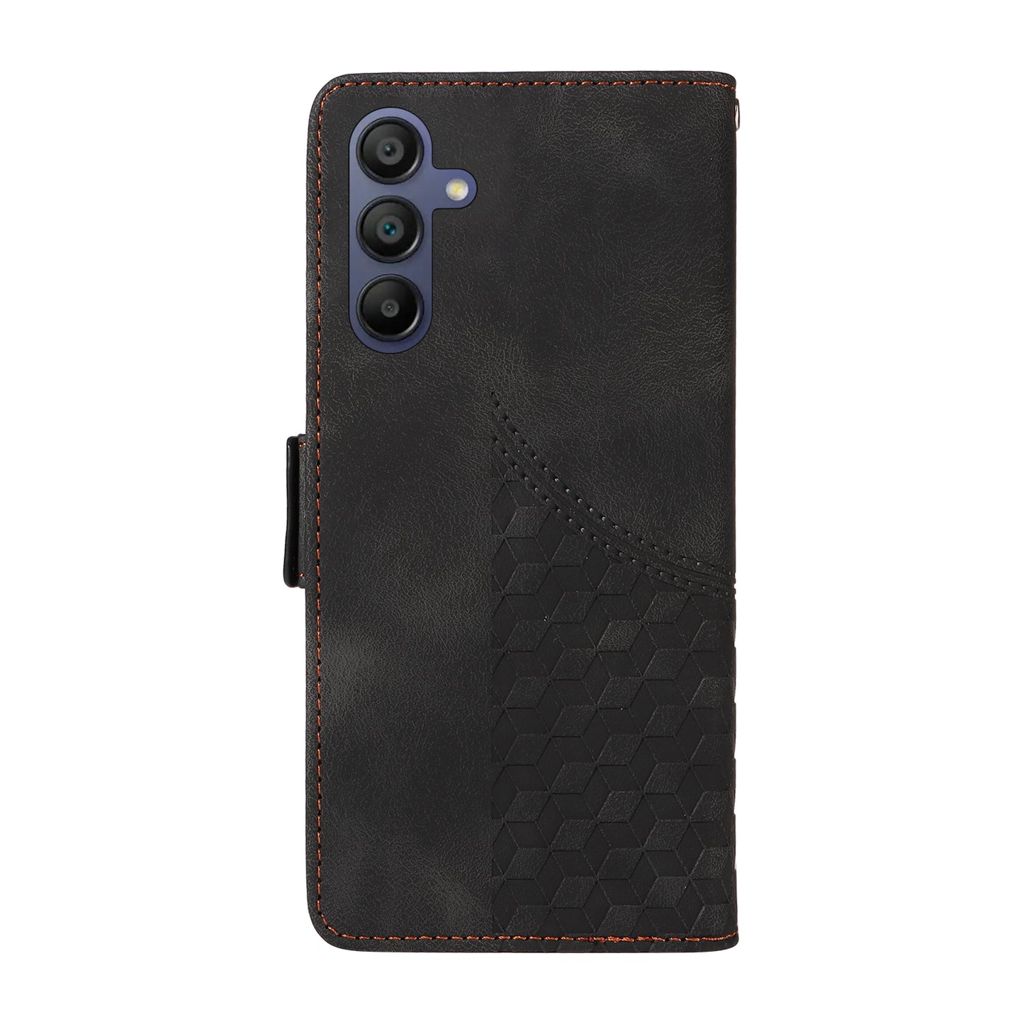 For Samsung Galaxy A16 5G / A16 4G Case PU Leather Phone Cover Rhombus Starry Imprinted - Black