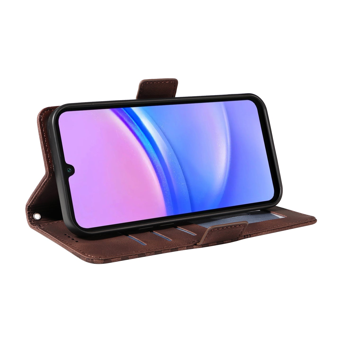 For Samsung Galaxy A16 5G / A16 4G Case PU Leather Phone Cover Rhombus Starry Imprinted - Brown