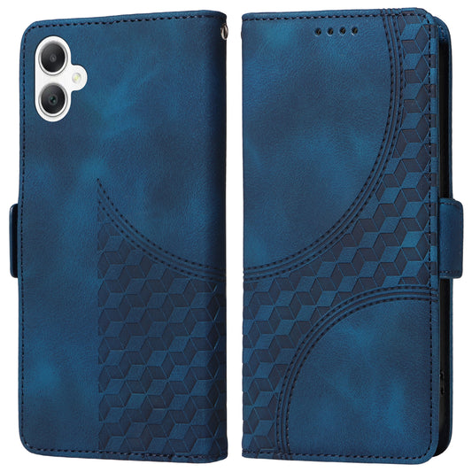 For Samsung Galaxy A06 Case PU Leather Phone Cover Rhombus Starry Imprinted - Blue