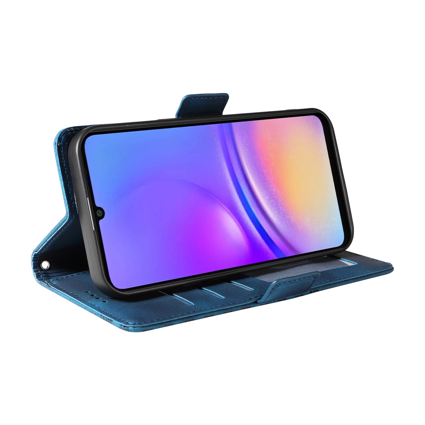 For Samsung Galaxy A06 Case PU Leather Phone Cover Rhombus Starry Imprinted - Blue