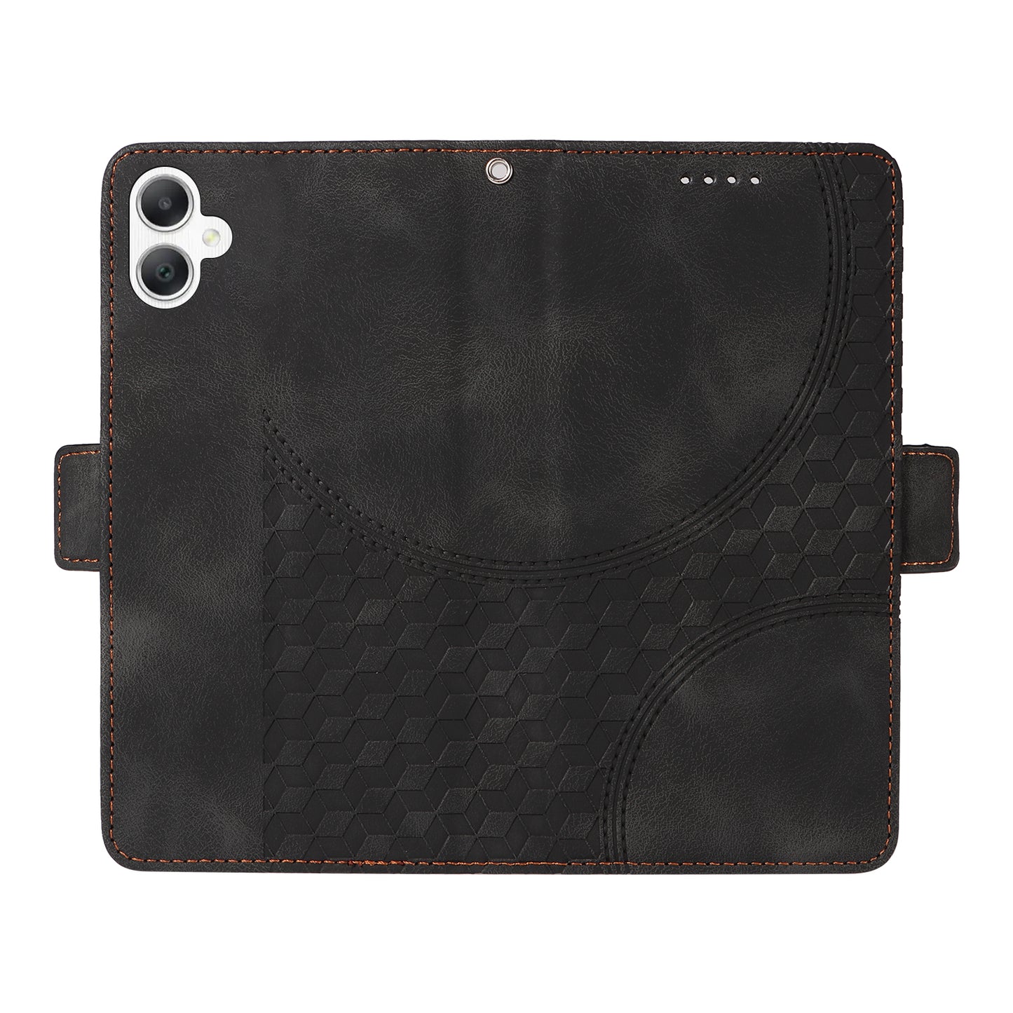 For Samsung Galaxy A06 Case PU Leather Phone Cover Rhombus Starry Imprinted - Black