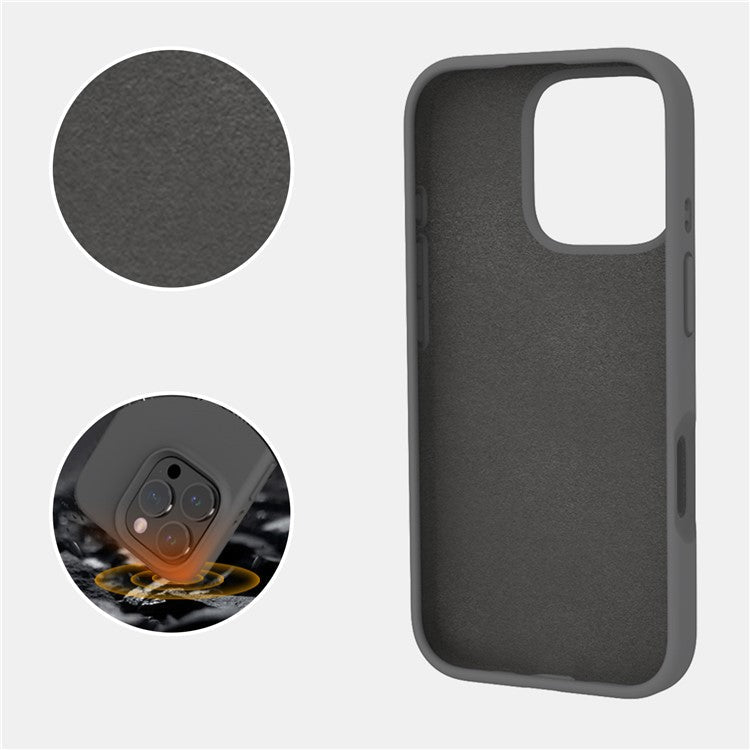 For iPhone 16 Pro Case PC+Liquid Silicone Anti-Scratch Lining Phone Cover - Blue Grey