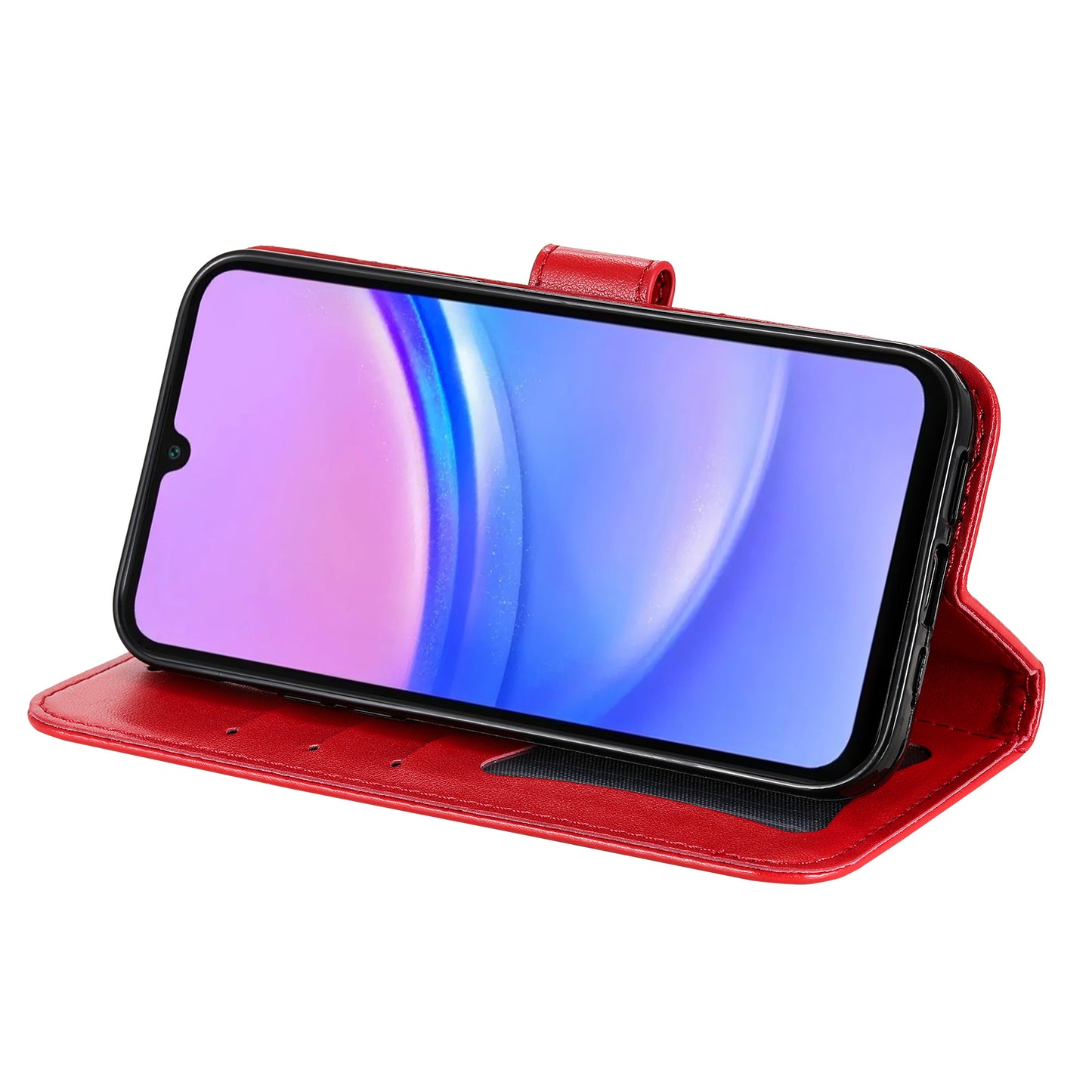 For Samsung Galaxy A16 5G / A16 4G Case PU Leather Wallet Floral Phone Cover Stand View - Red