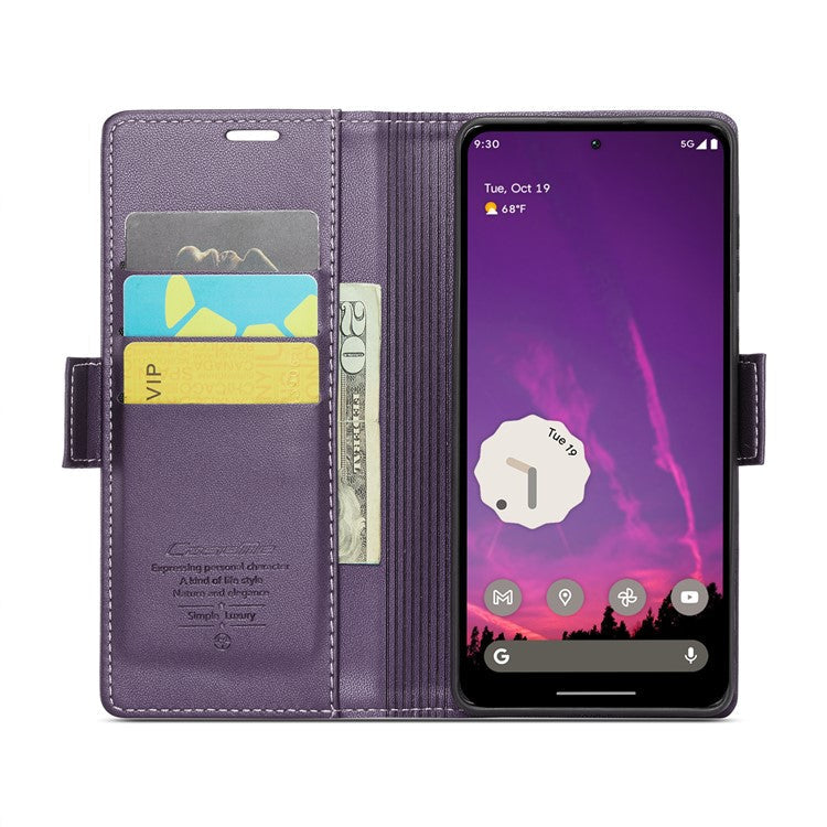 CASEME 023 Series For Google Pixel 9 Pro XL Case RFID Blocking Glossy Stand Phone Cover - Purple