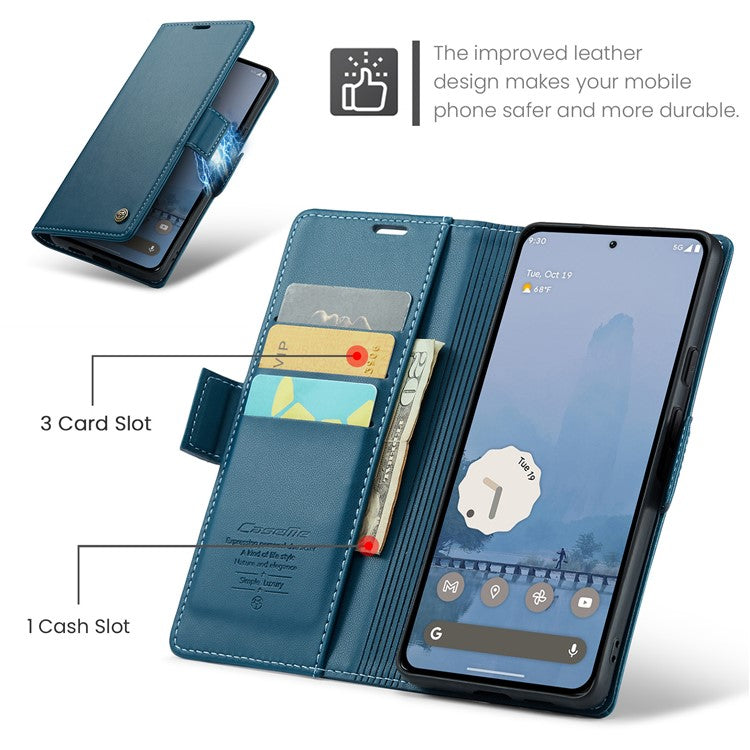 CASEME 023 Series For Google Pixel 9 Pro XL Case RFID Blocking Glossy Stand Phone Cover - Blue