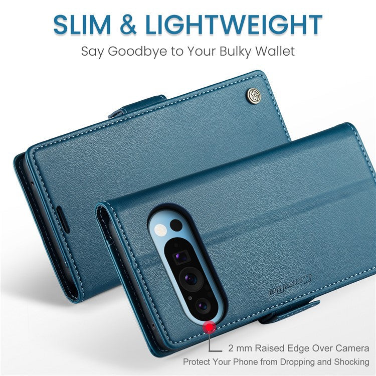 CASEME 023 Series For Google Pixel 9 Pro XL Case RFID Blocking Glossy Stand Phone Cover - Blue