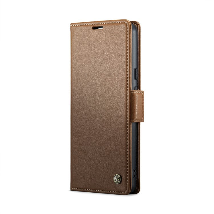 CASEME 023 Series For Google Pixel 9 Pro XL Case RFID Blocking Glossy Stand Phone Cover - Brown
