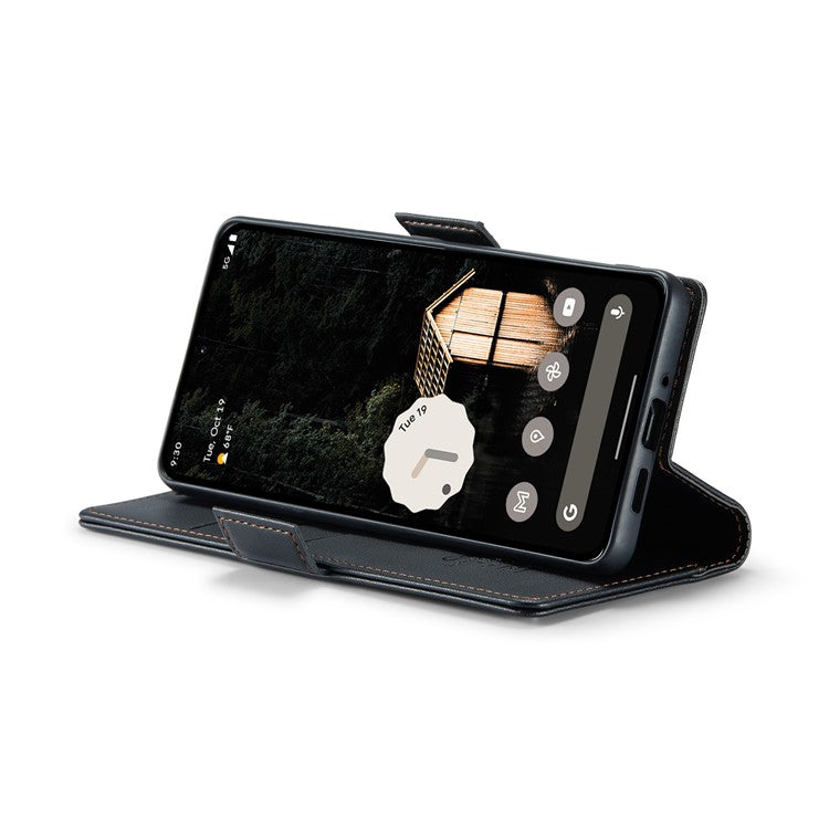 CASEME 023 Series For Google Pixel 9 Pro XL Case RFID Blocking Glossy Stand Phone Cover - Black