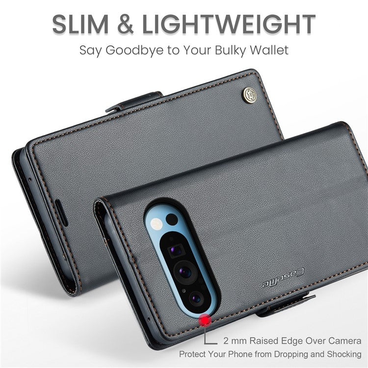 CASEME 023 Series For Google Pixel 9 Pro XL Case RFID Blocking Glossy Stand Phone Cover - Black