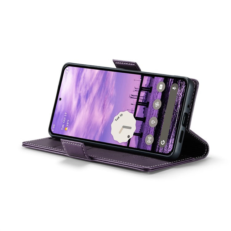 CASEME 023 Series For Google Pixel 9 Pro  /  Pixel 9 Case RFID Blocking Glossy Stand Phone Cover - Purple