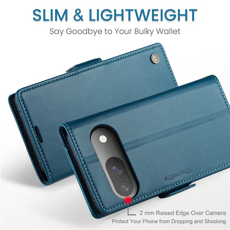 CASEME 023 Series For Google Pixel 9 Pro  /  Pixel 9 Case RFID Blocking Glossy Stand Phone Cover - Blue