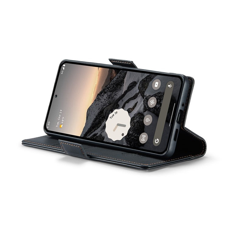 CASEME 023 Series For Google Pixel 9 Pro  /  Pixel 9 Case RFID Blocking Glossy Stand Phone Cover - Black