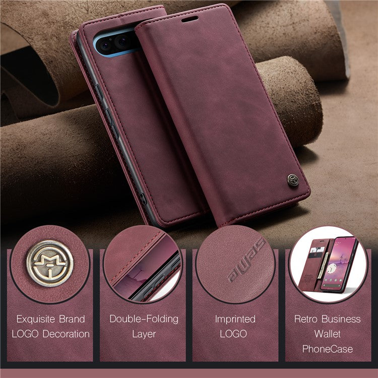 CASEME 013 Series For Google Pixel 9 Pro XL Case Card Holder Stand Leather Phone Cover - Red