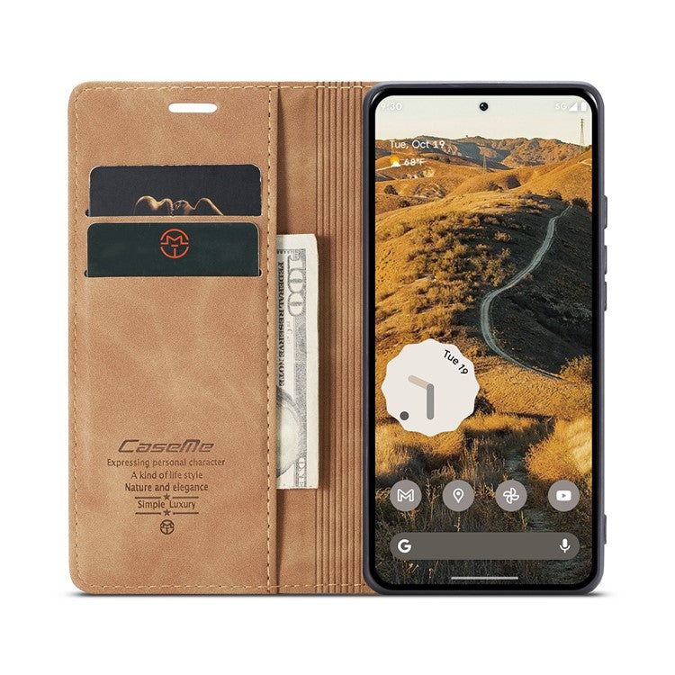 CASEME 013 Series For Google Pixel 9 Pro XL Case Card Holder Stand Leather Phone Cover - Brown