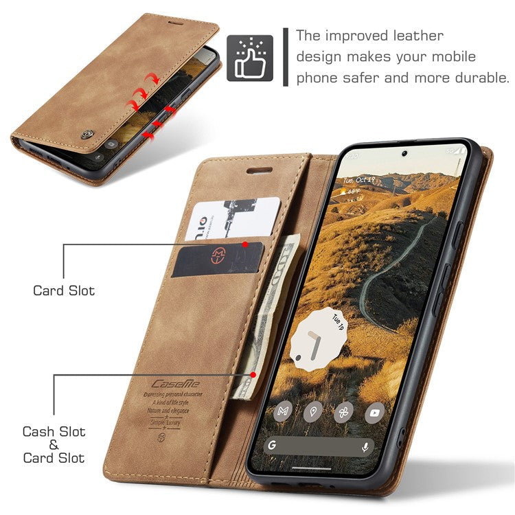 CASEME 013 Series For Google Pixel 9 Pro XL Case Card Holder Stand Leather Phone Cover - Brown