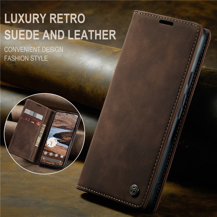 CASEME 013 Series For Google Pixel 9 Pro XL Case Card Holder Stand Leather Phone Cover - Coffee