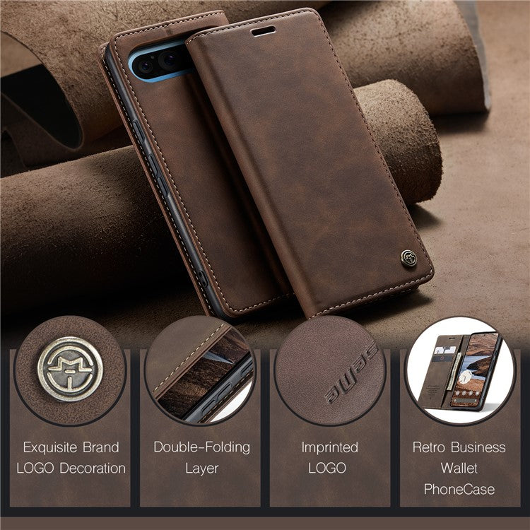 CASEME 013 Series For Google Pixel 9 Pro XL Case Card Holder Stand Leather Phone Cover - Coffee
