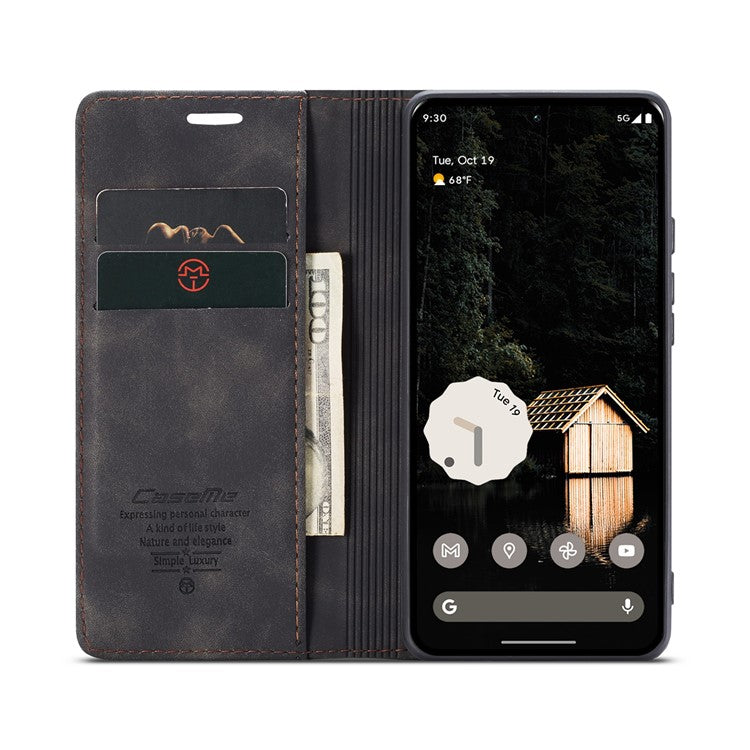 CASEME 013 Series For Google Pixel 9 Pro XL Case Card Holder Stand Leather Phone Cover - Black