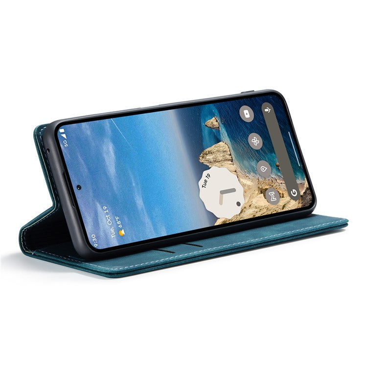 CASEME 013 Series For Google Pixel 9 Pro  /  Pixel 9 Case Card Holder Stand Leather Phone Cover - Blue