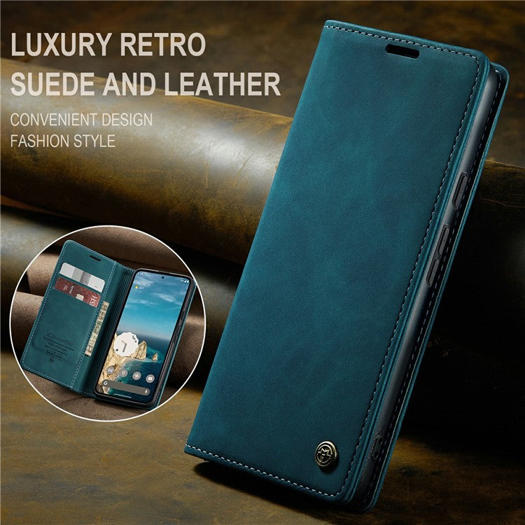 CASEME 013 Series For Google Pixel 9 Pro  /  Pixel 9 Case Card Holder Stand Leather Phone Cover - Blue
