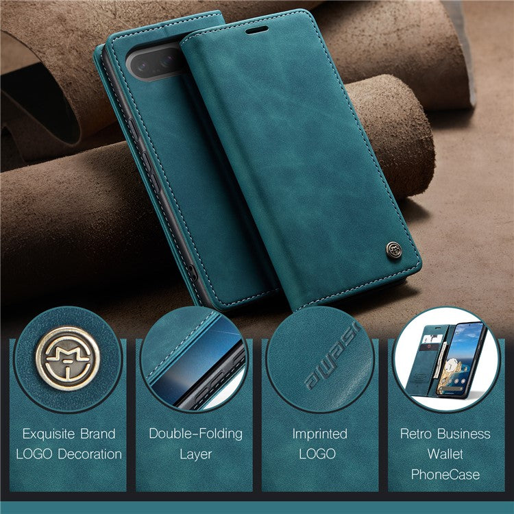 CASEME 013 Series For Google Pixel 9 Pro  /  Pixel 9 Case Card Holder Stand Leather Phone Cover - Blue
