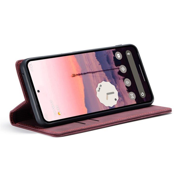 CASEME 013 Series For Google Pixel 9 Pro  /  Pixel 9 Case Card Holder Stand Leather Phone Cover - Red