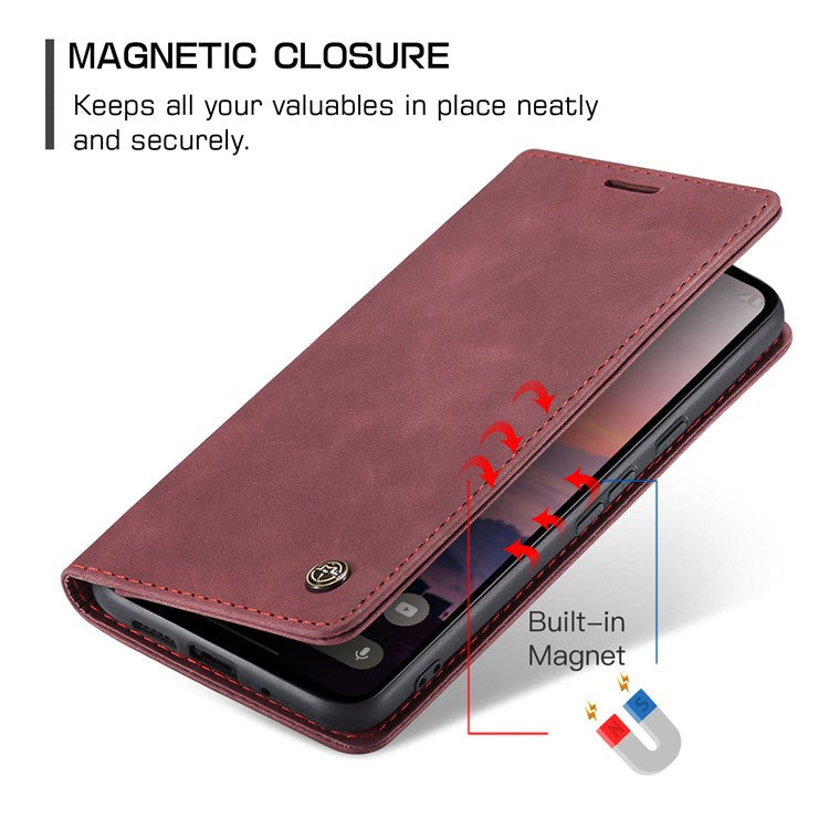 CASEME 013 Series For Google Pixel 9 Pro  /  Pixel 9 Case Card Holder Stand Leather Phone Cover - Red