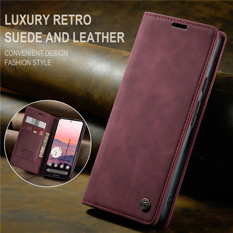 CASEME 013 Series For Google Pixel 9 Pro  /  Pixel 9 Case Card Holder Stand Leather Phone Cover - Red