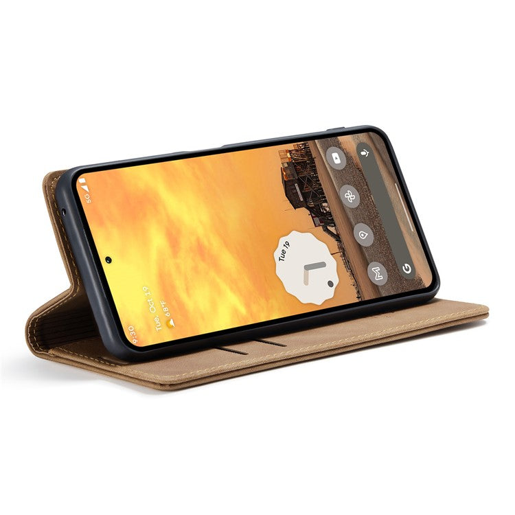 CASEME 013 Series For Google Pixel 9 Pro  /  Pixel 9 Case Card Holder Stand Leather Phone Cover - Brown